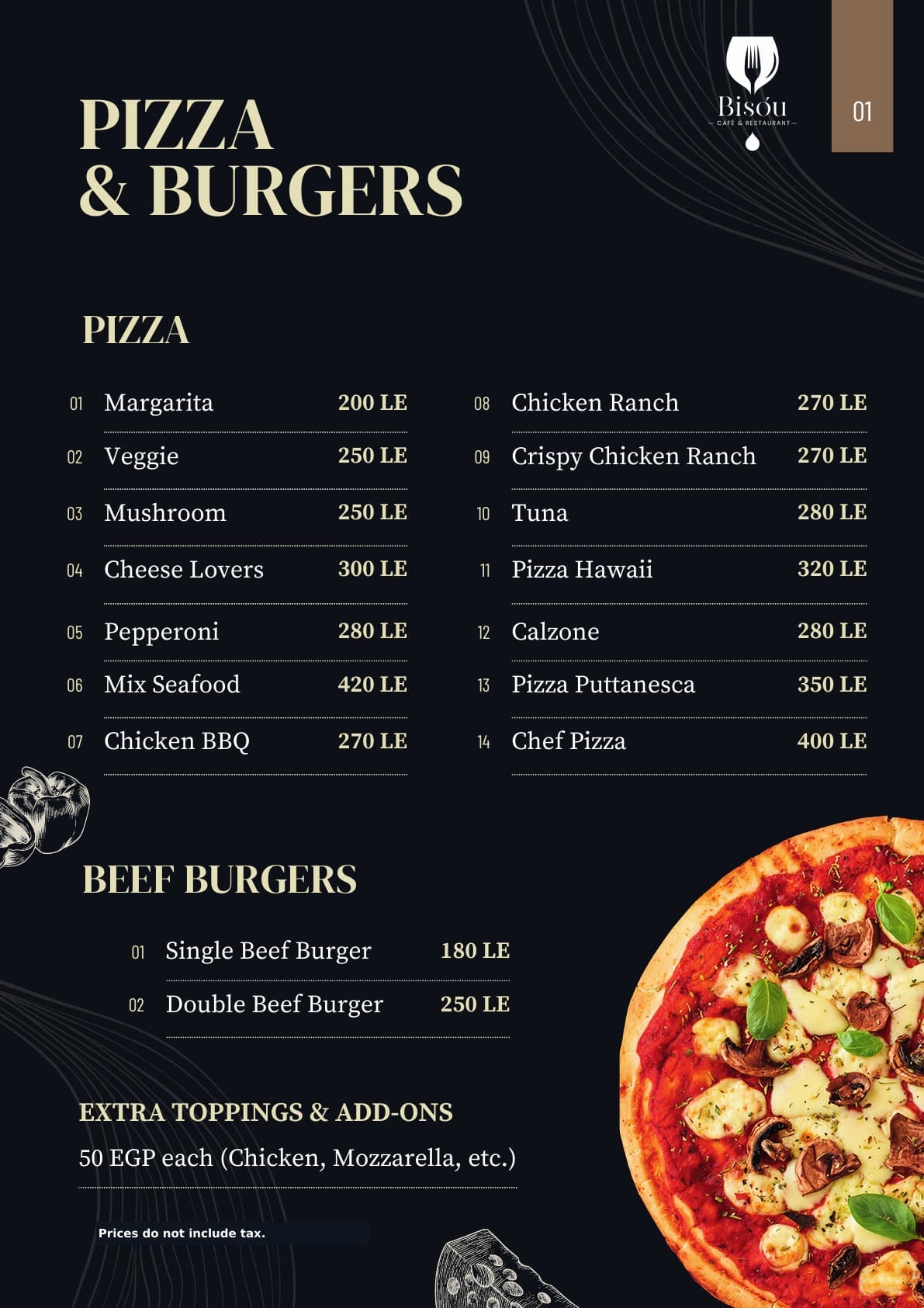 Bisou menu page 1