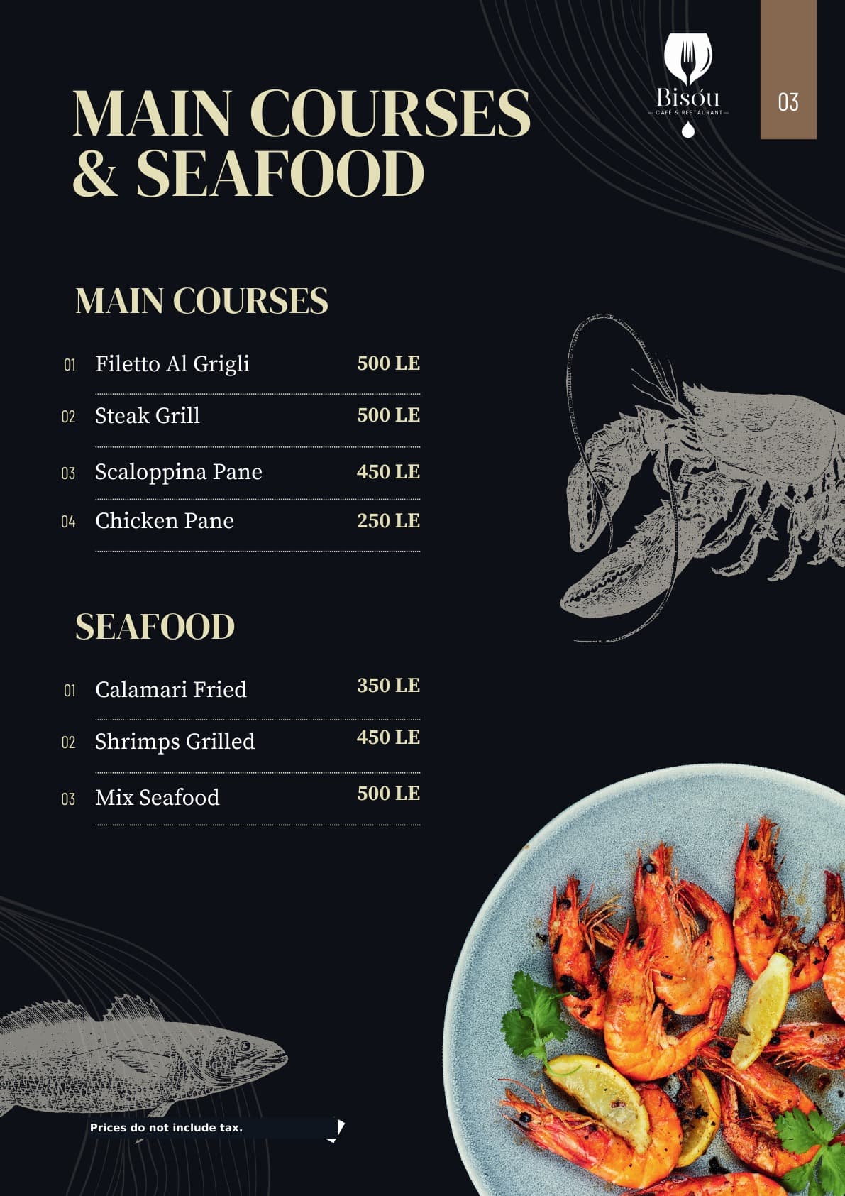 Bisou menu page 3