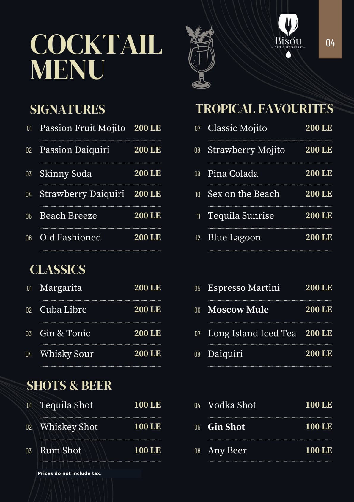 Bisou menu page 4