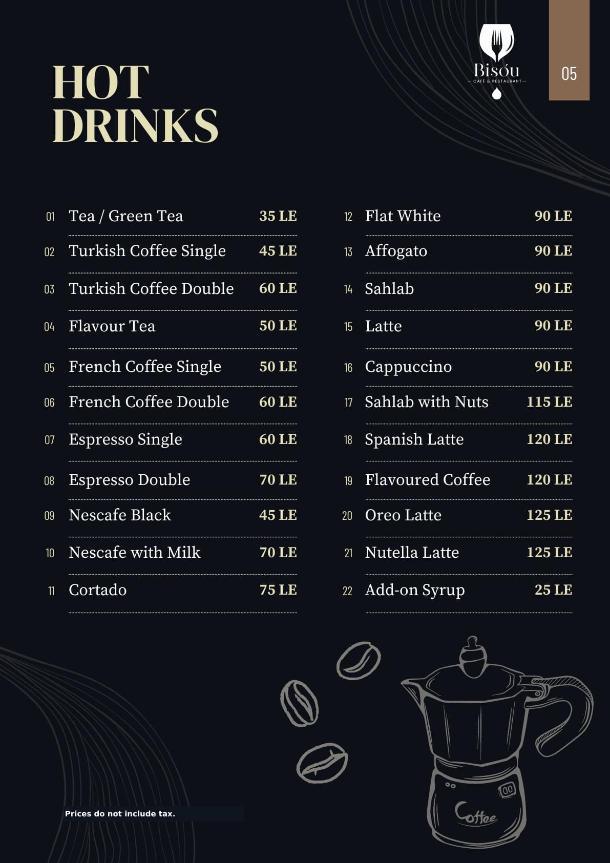 Bisou menu page 5
