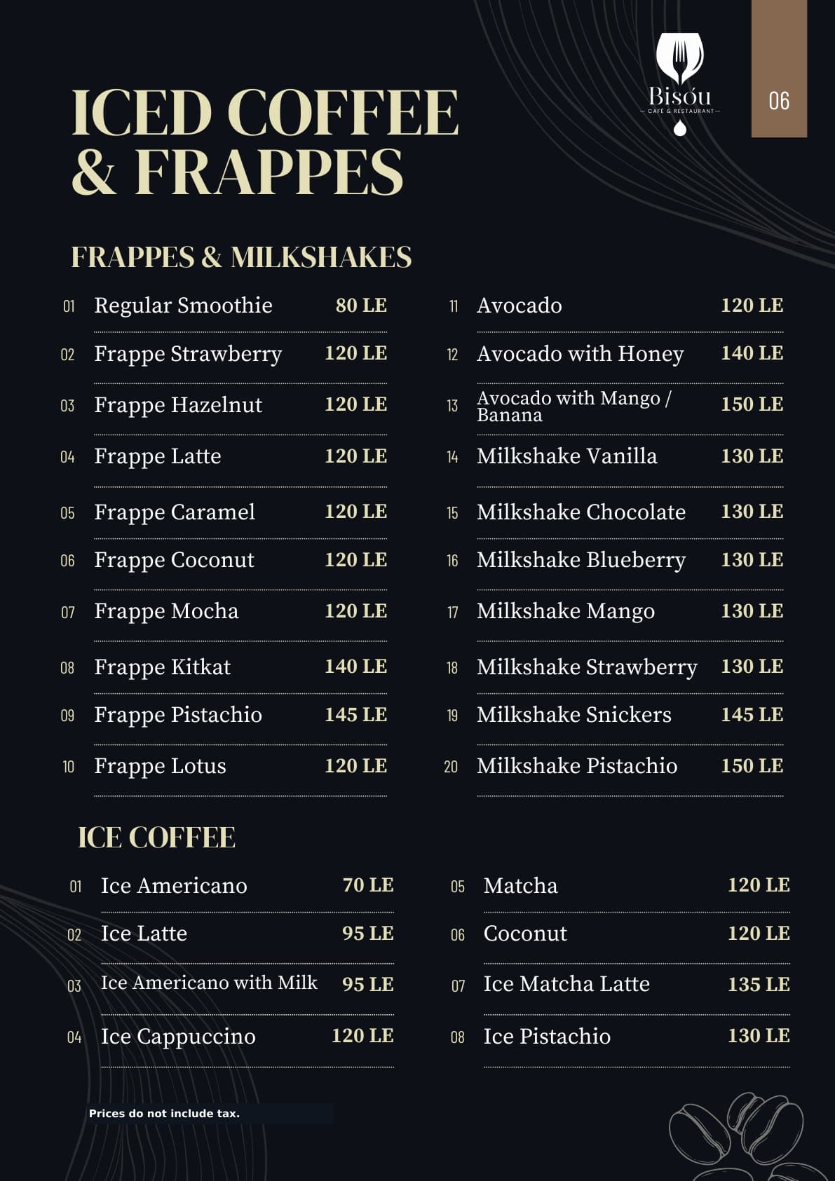 Bisou menu page 6
